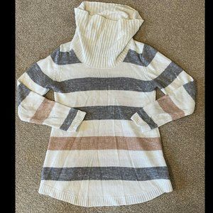 Apt 9 Womens Striped Turtleneck Knit Sweater Size Small Acrylic/Viscose Ivory